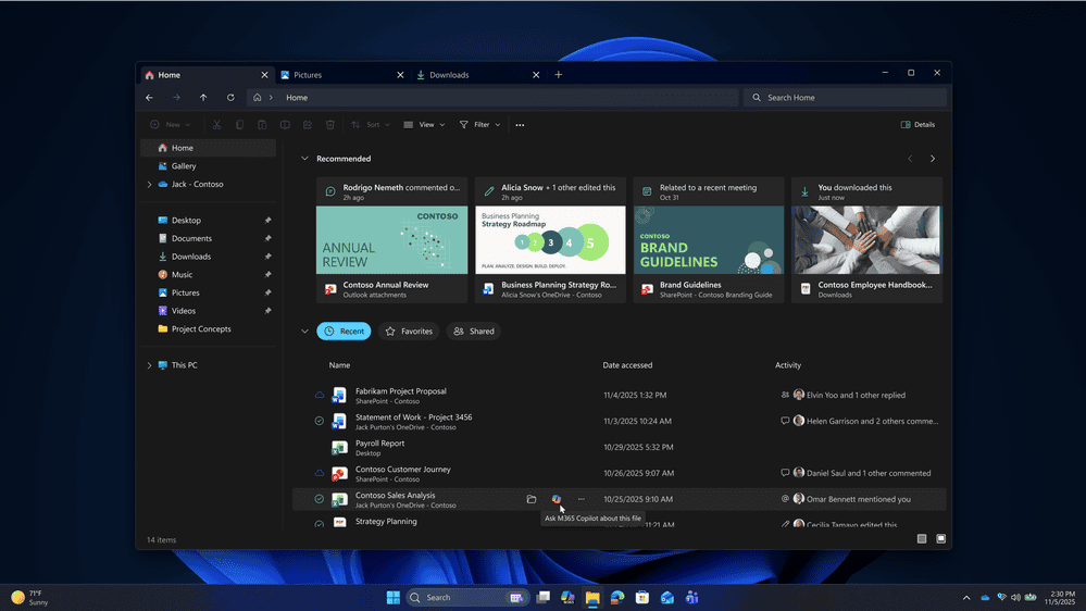 Ask Copilot file explorer