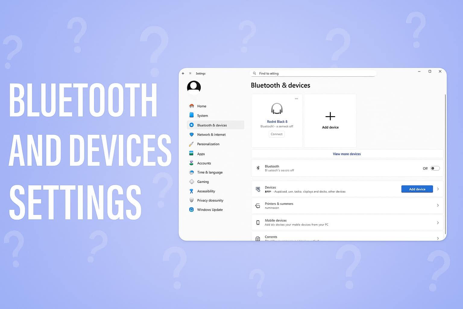 bluetooth and devices settings