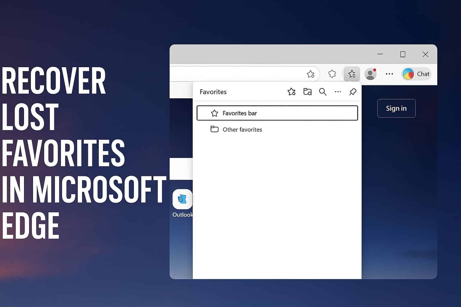recover lost favorites in microsoft edge