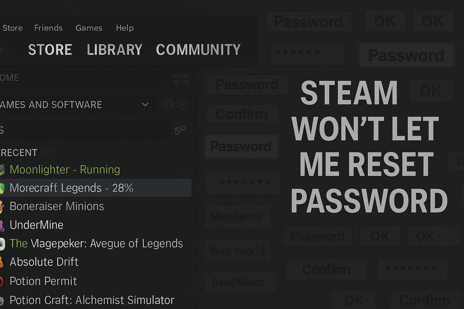 steam won't let me reset password