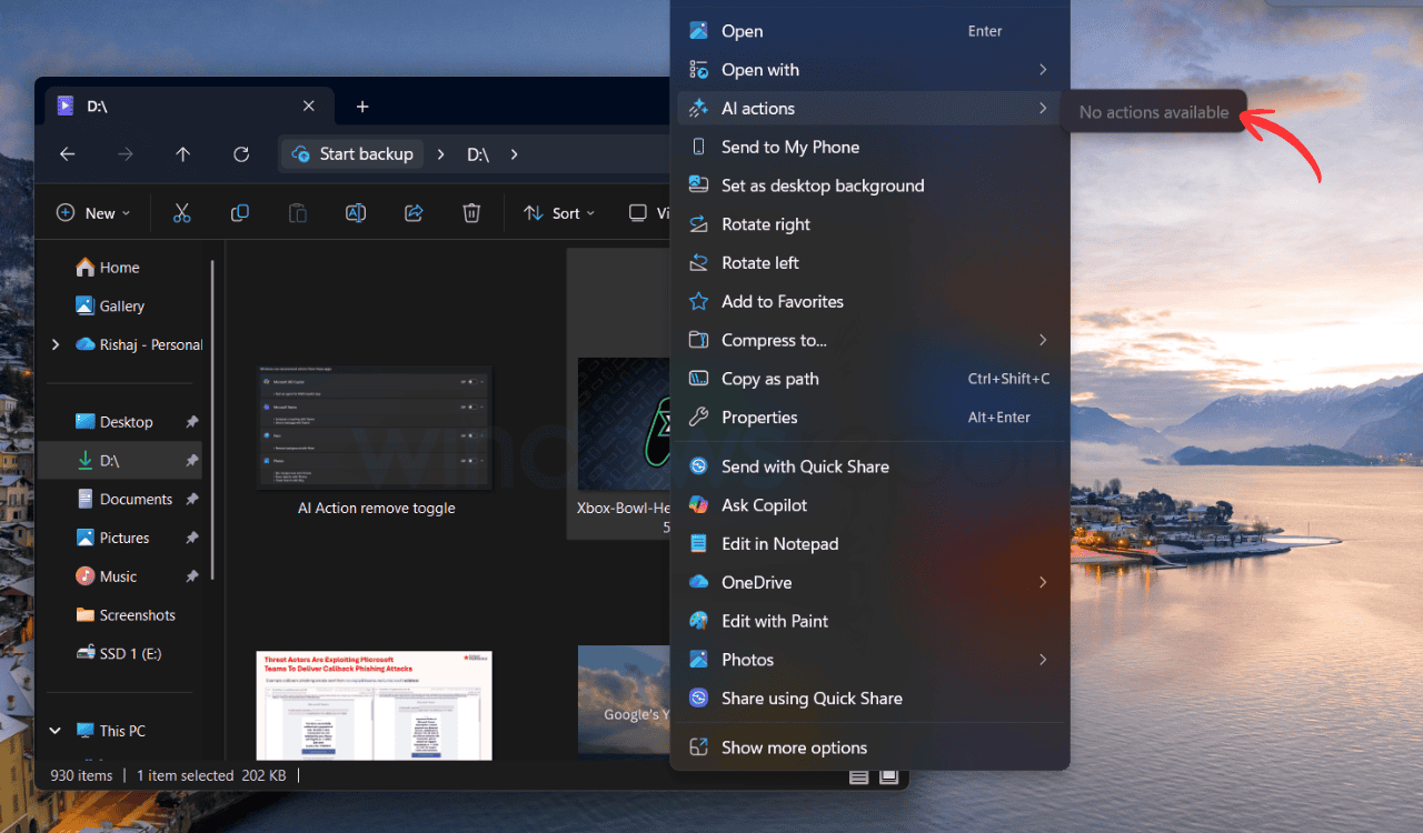 AI action label still visible even when the apps are toggled off