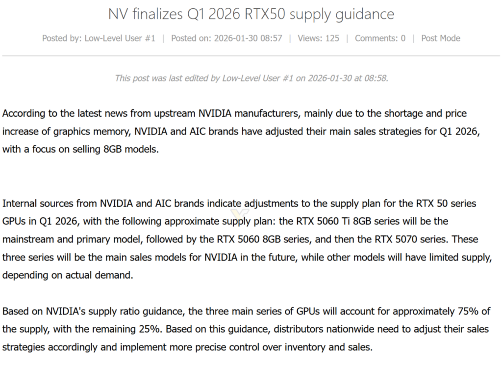 NVIDIA s Q1 2026 RTX 50 Series Supply Reportedly Focuses On Just Three NVIDIA s Q1 2026 RTX 50 Series Supply Reportedly Focuses On Just Three