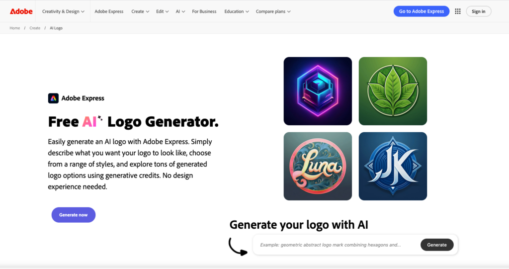 Adobe AI logo generator