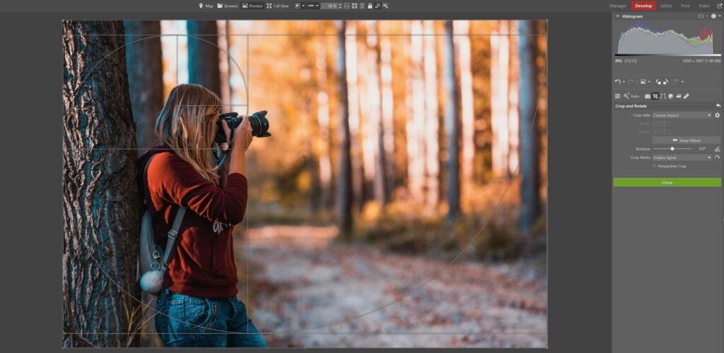 Zoner Studio cropping