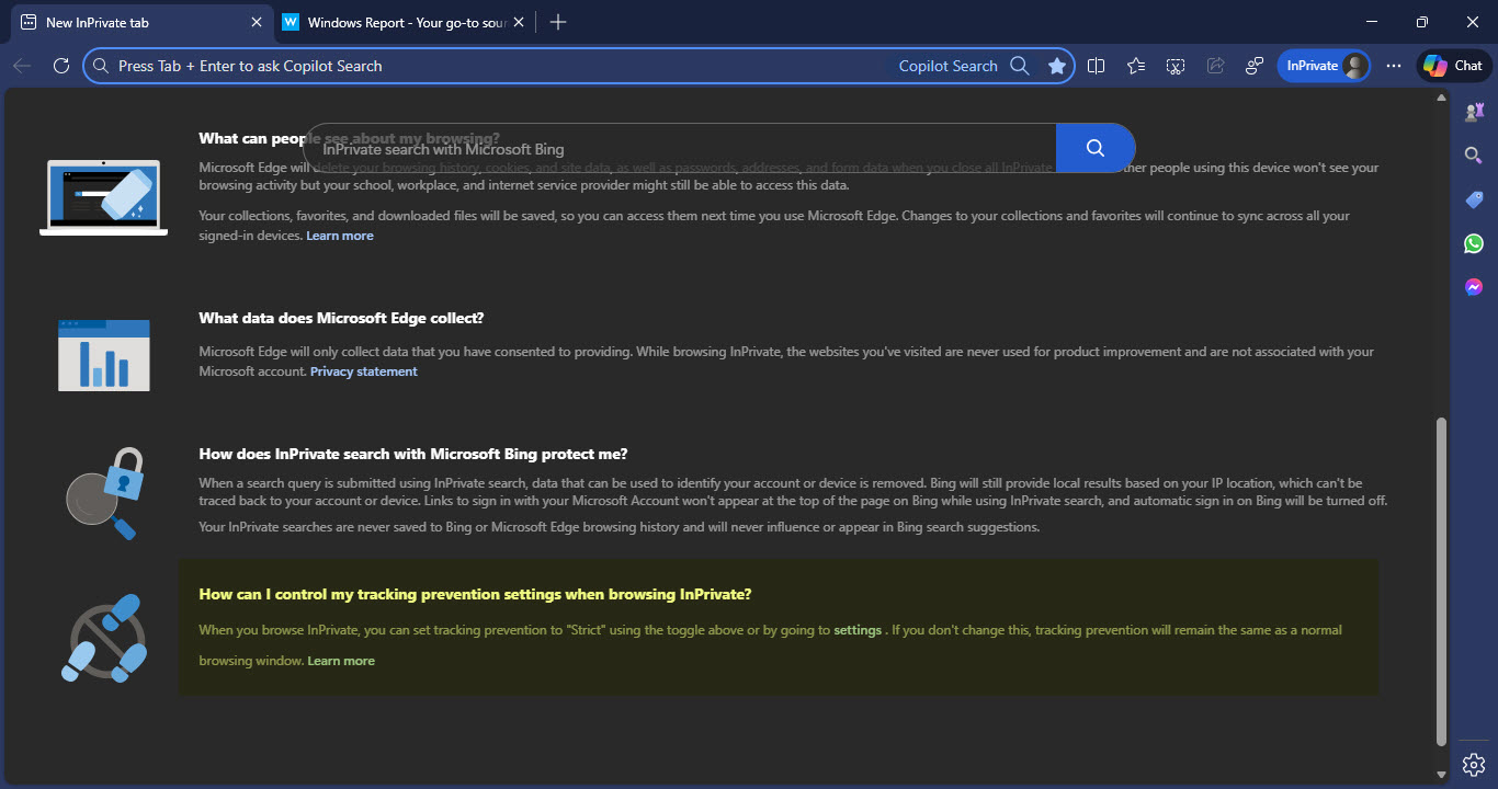 Microsoft Edge updates the InPrivate disclaimer to clarify tracking ...