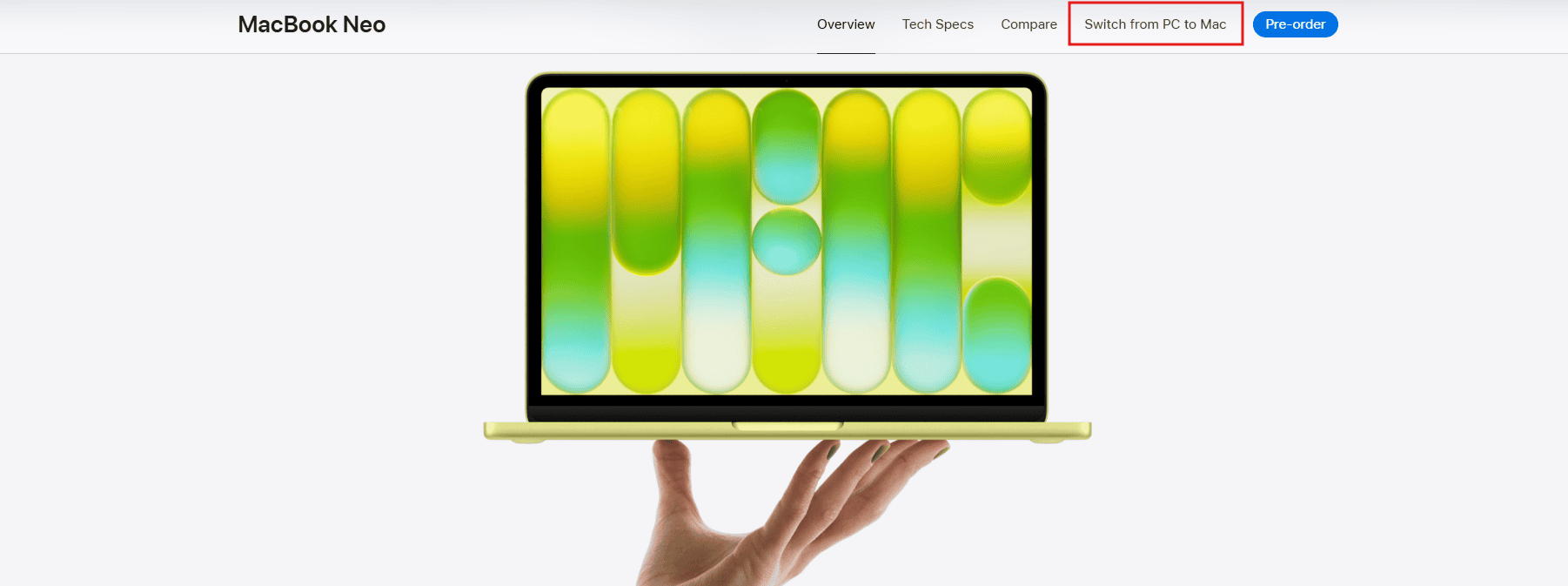 Switch-from-PC-to-Mac-tab-sits-on-the-header-of-the-MacBook-Neo-product-page