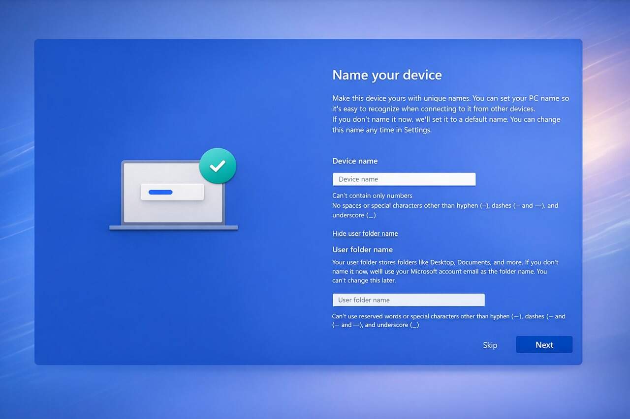 improved setup experience windows