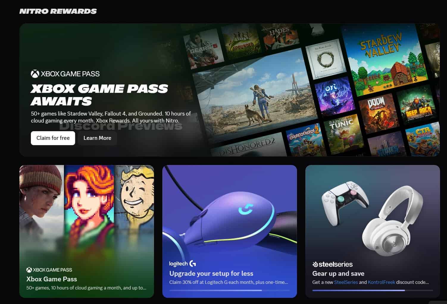 Game Pass Starter Edition Discord Nitro