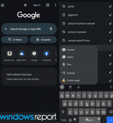Chrome for Android tests new “+” button in search bar for uploads