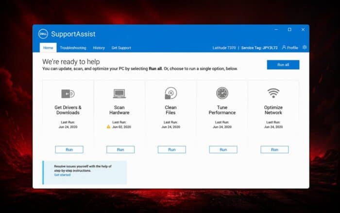 dell supportassit crash