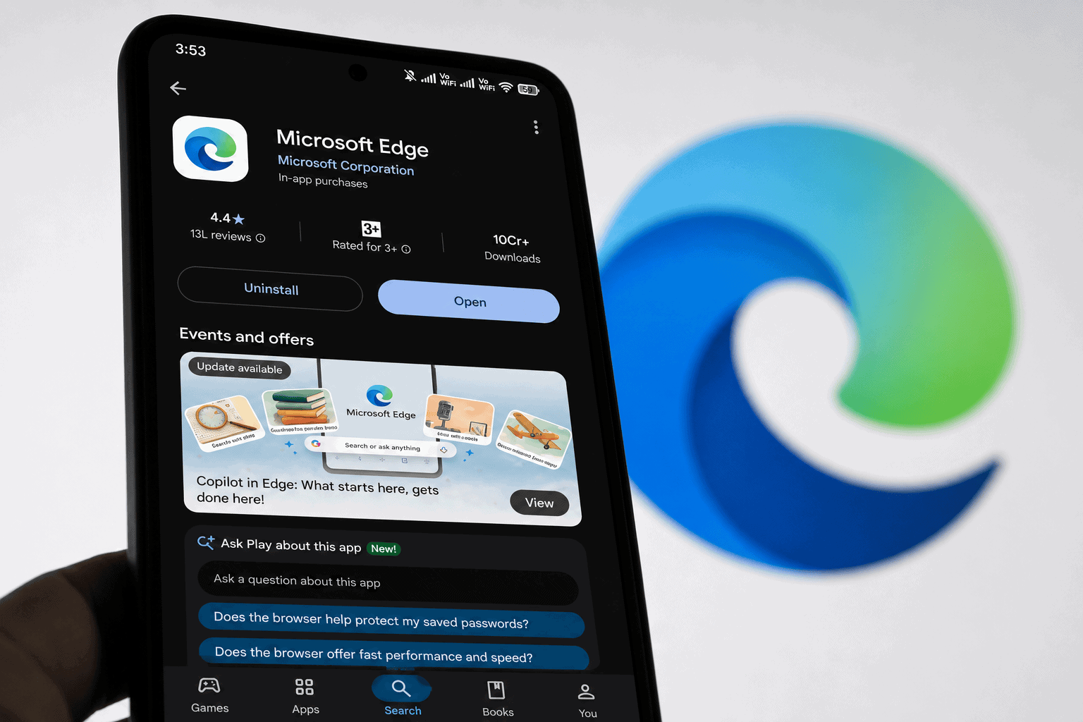 Edge Android Play Store page