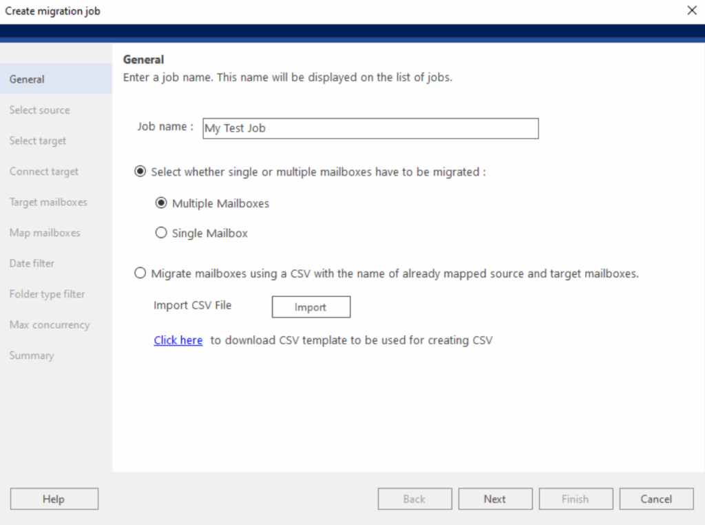 Create a new migration job