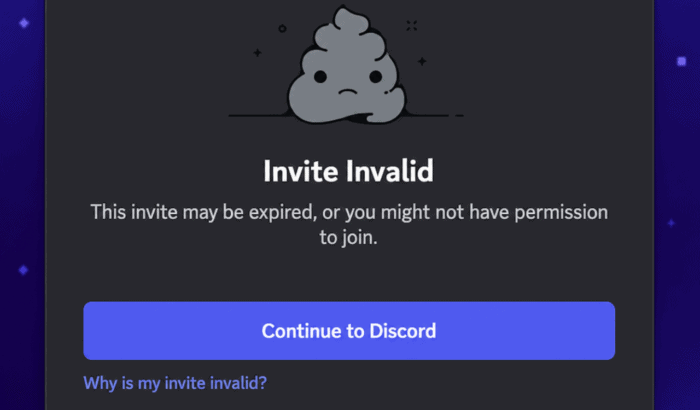 Discord invite link not working
