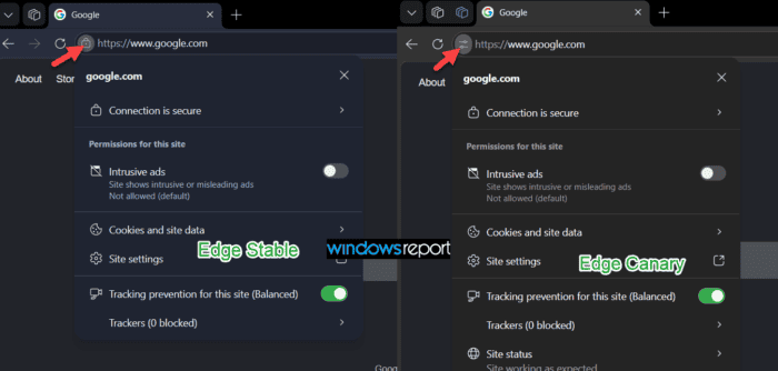 Microsoft Edge tests replacing the HTTPS lock icon with a tune icon