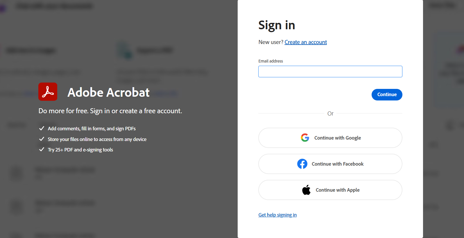 Adobe Acrobat Sign In