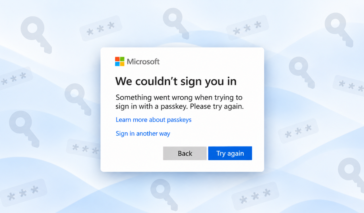 fix microsoft account passkey not working