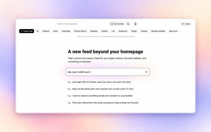 youtube custom feed