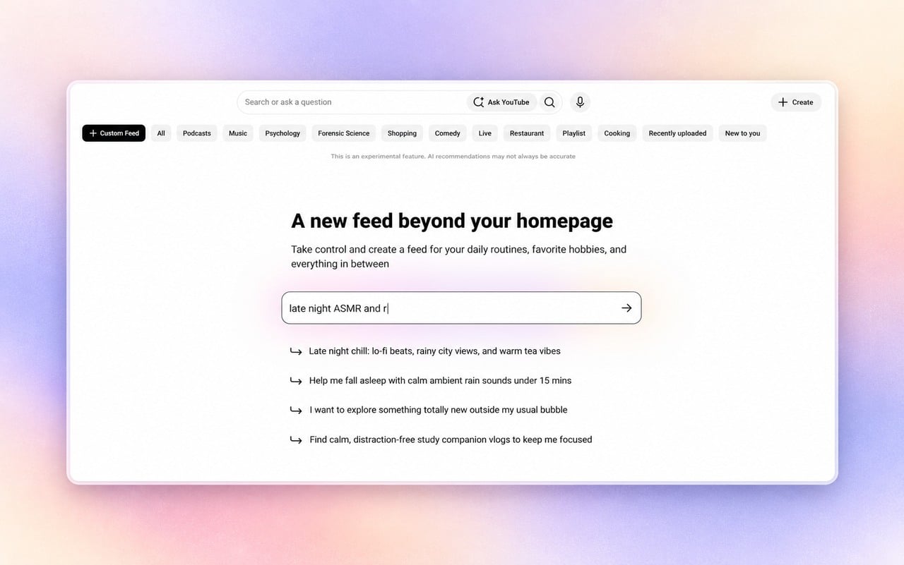 youtube custom feed