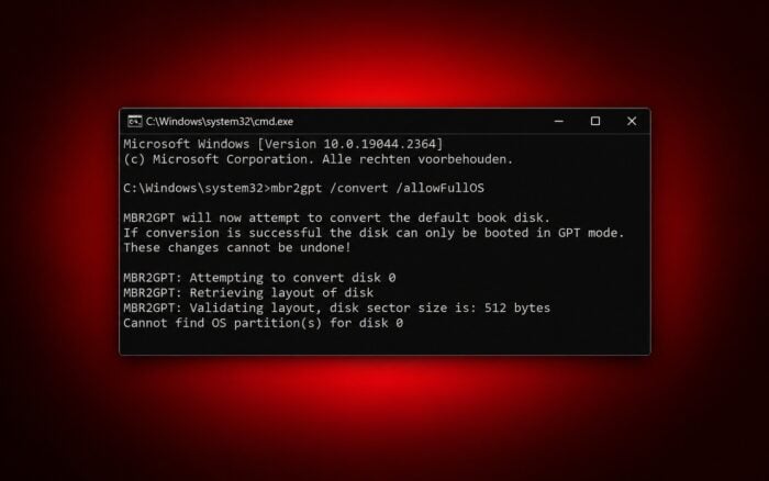cannot find os partitions for disk 0