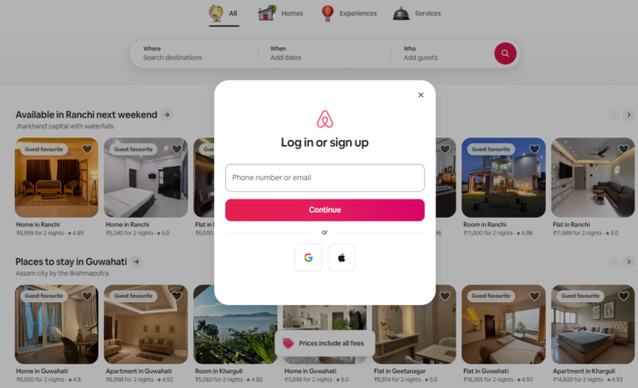 login airbnb