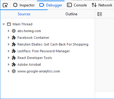Inspectez Facebook Container debugging dans Firefox
