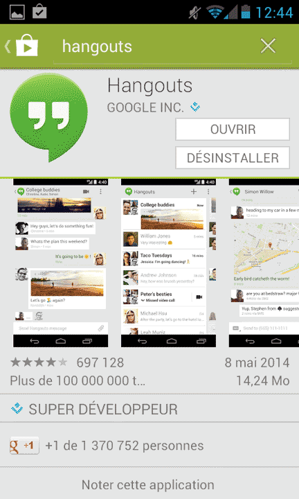 Telecharger Google Hangouts sur Android