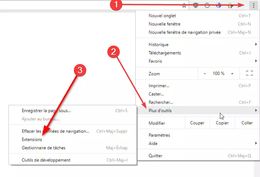 supprimer extensions sur google chrome