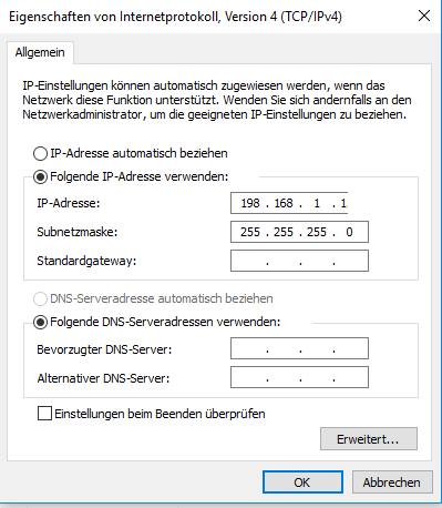 Internet Protocol Eigenschaften windows 10