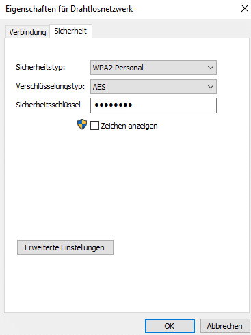 WLAN Kenntwort windows 10