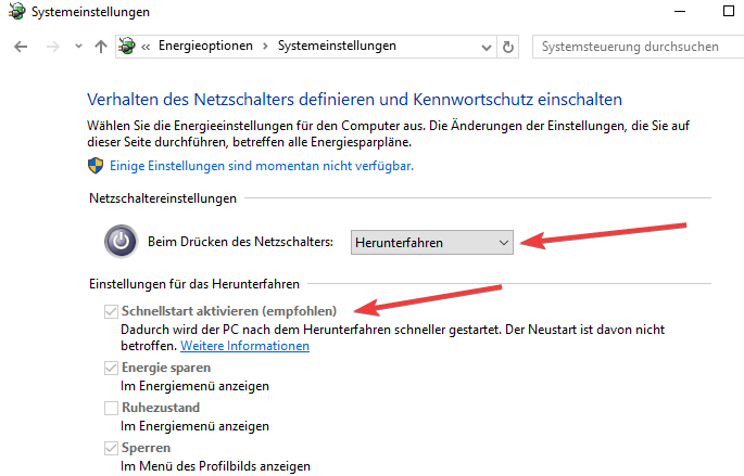 Netzschaltereinstellungen windows 10