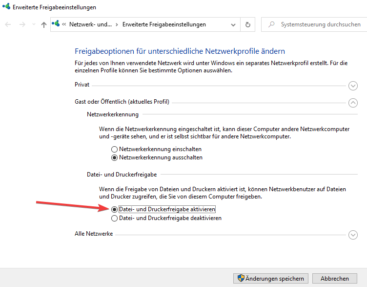 freigabeeinstellungen PC