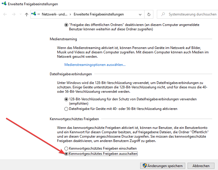 kenntwortgeschueztes freigeben windows 10