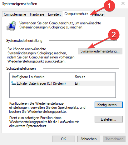 Systemwiederherstellung PC