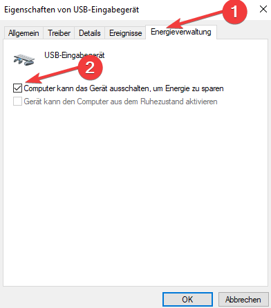 energieverwaltung usb eingabegerat