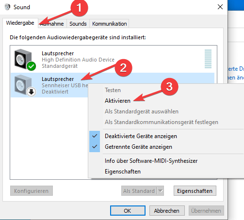 lautsprecher aktivieren