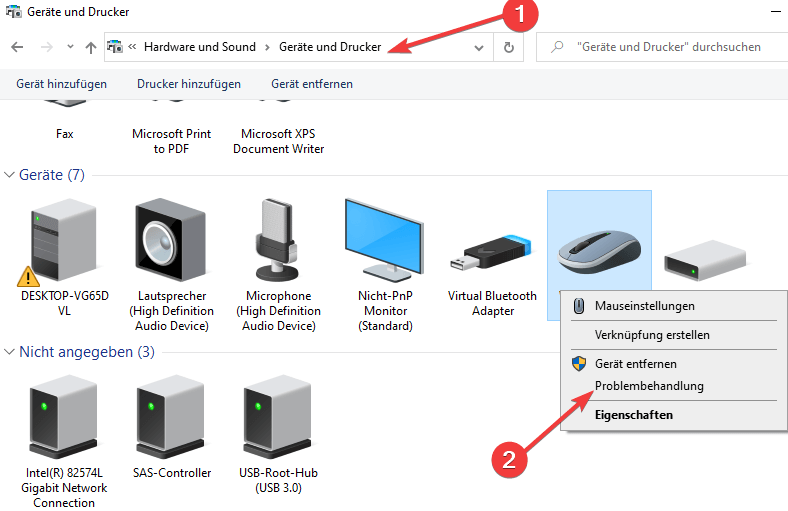 maus problembehandlung windows 10