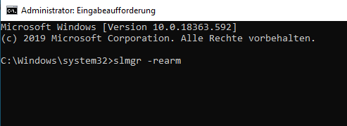eingabeaufforderung slmgr –rearm