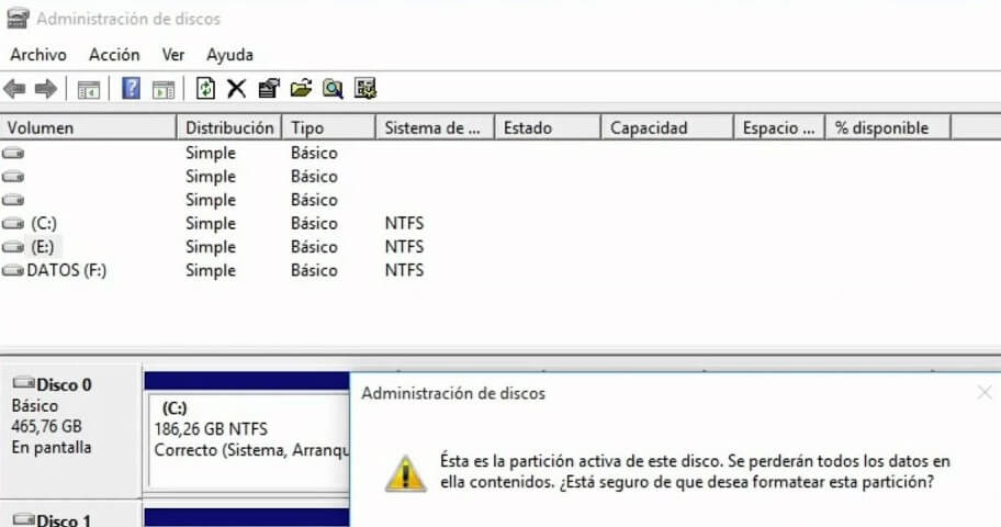 disco del sistema formatear