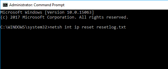 netsh int ip reset resetlog CMD