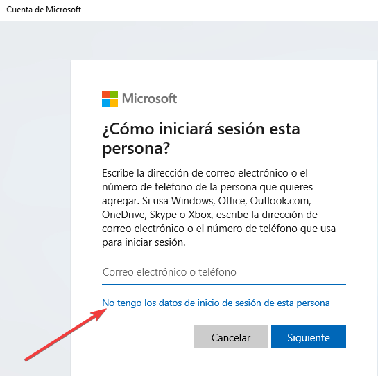 No tengo la información de inicio de sesión de esta persona
