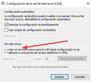 Usar un servidor proxy para la LAN