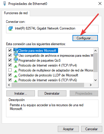 configurar propriedades red
