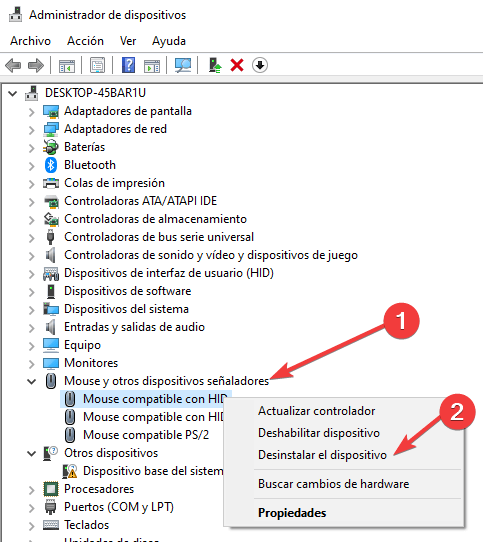 desinstalar mouse