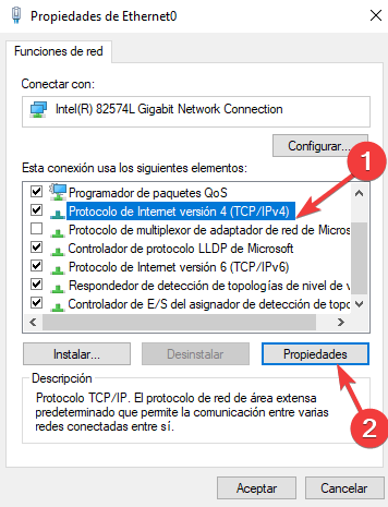 propriedades ipv4 windows 10