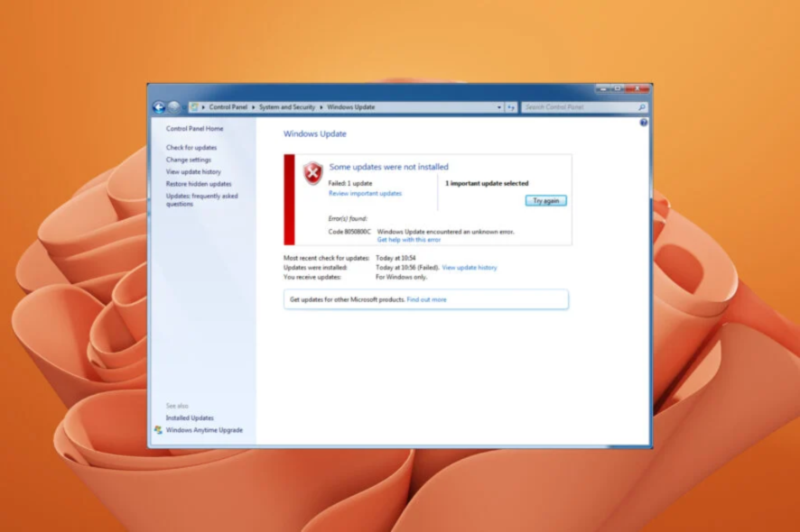 error actualizacion windows 7 80072efe