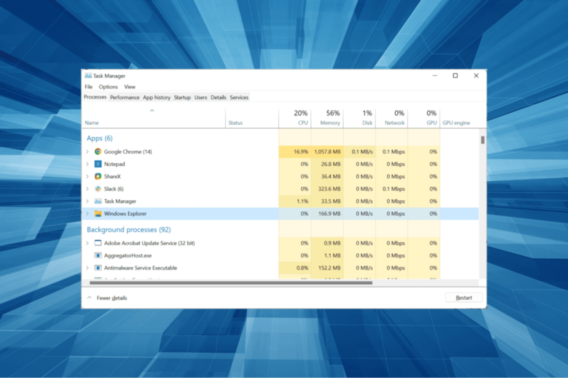 alto uso cpu explorer exe windows 10