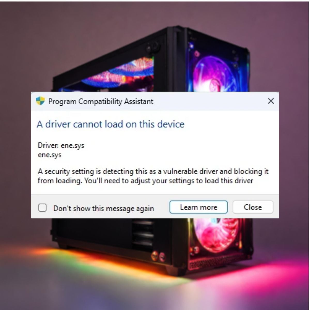 ene.sys Driver No Compatible