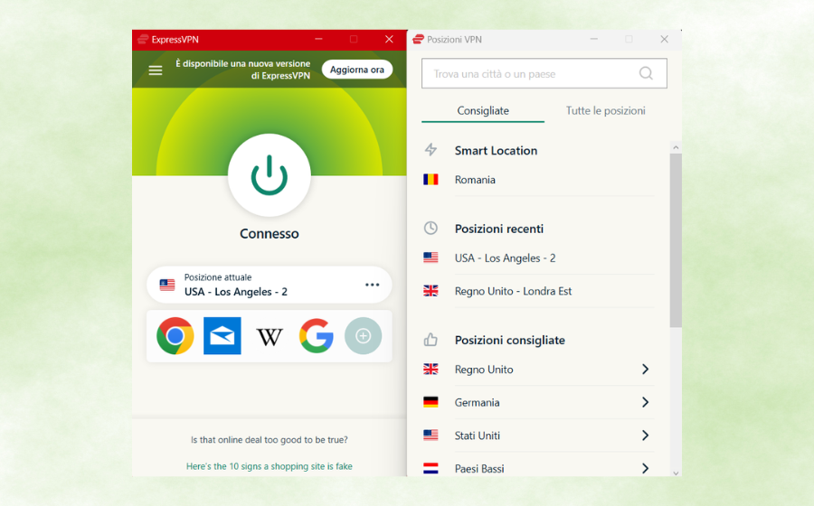 ExpressVPN connessione al server