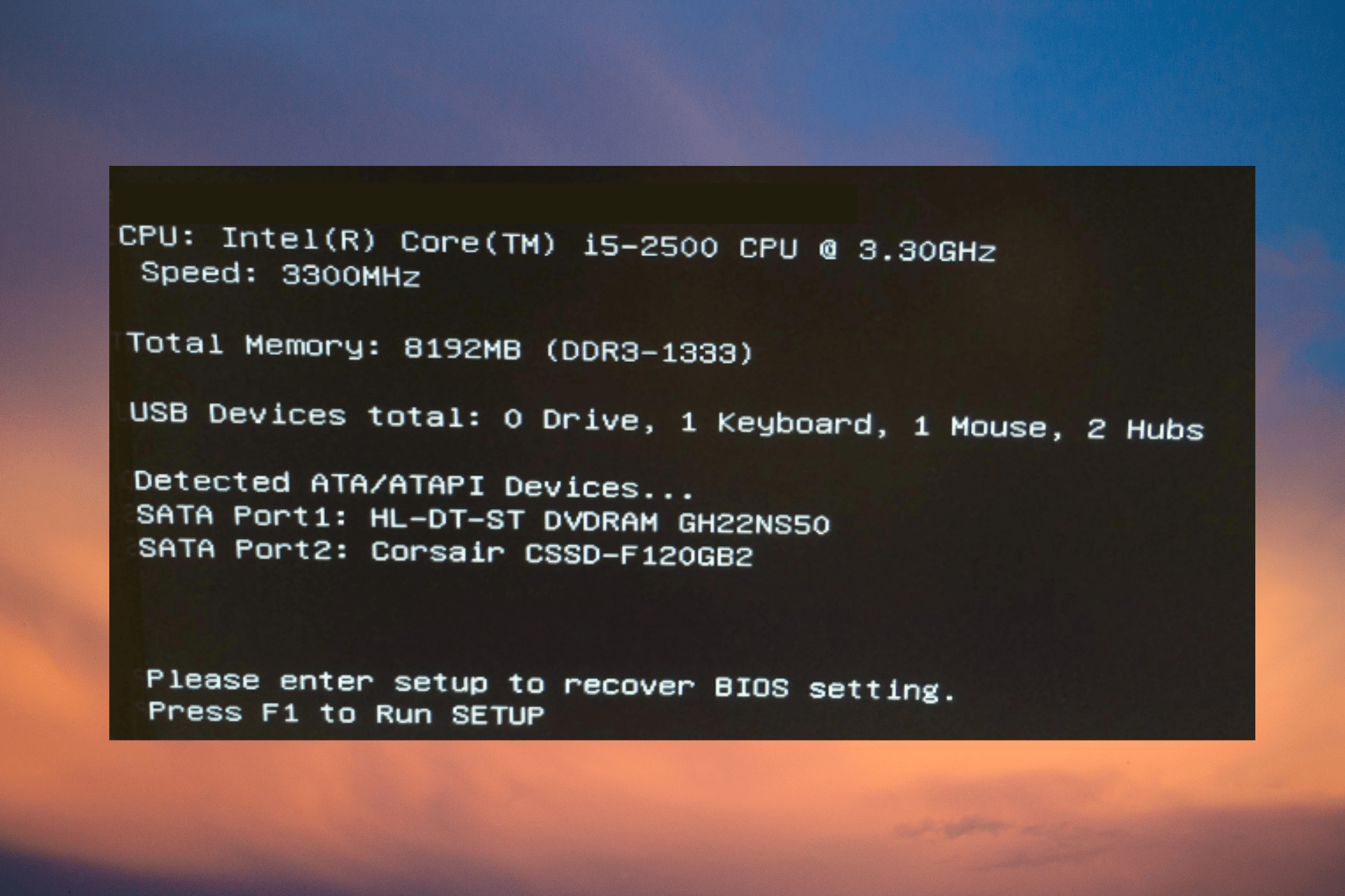 Errore delle Impostazioni del BIOS per il Ripristino della Configurazione